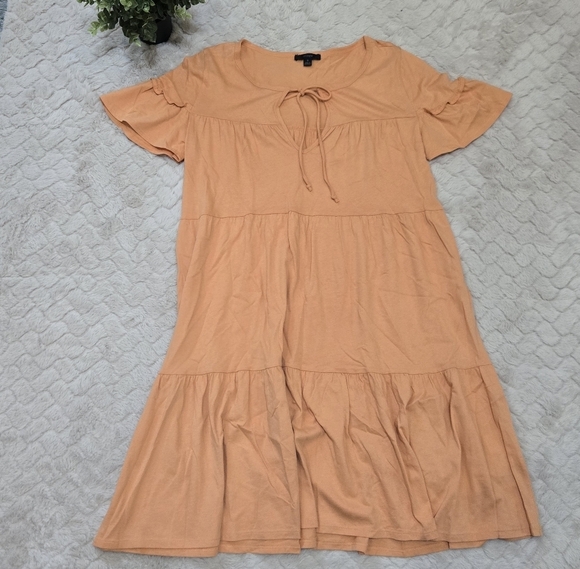 J. Crew Dresses & Skirts - J. Crew Orange Tiered Neck-Tie Cotton Swing Dress, Size Small